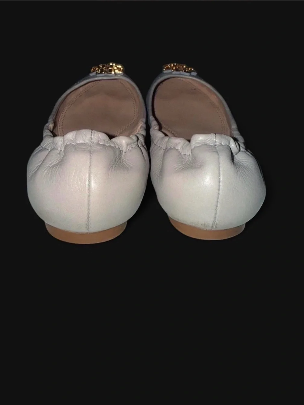 Tory Burch Metallic Champagne Reva Ballet Flats Size 9